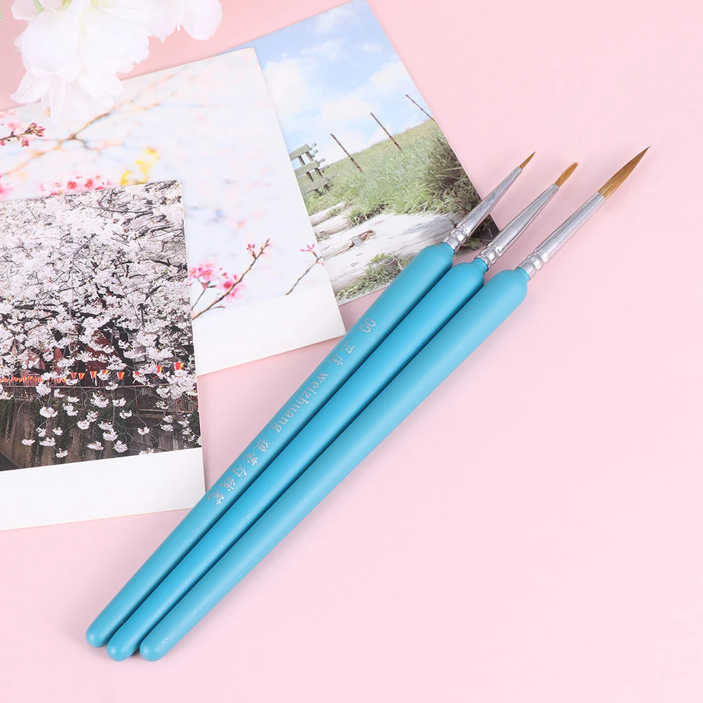 

5pcs Professional Wolf Hair Detail Paint Brush Set Fine Tip For Acrylic Watercolor Oil Painting Miniature Art (Sky-Blue)