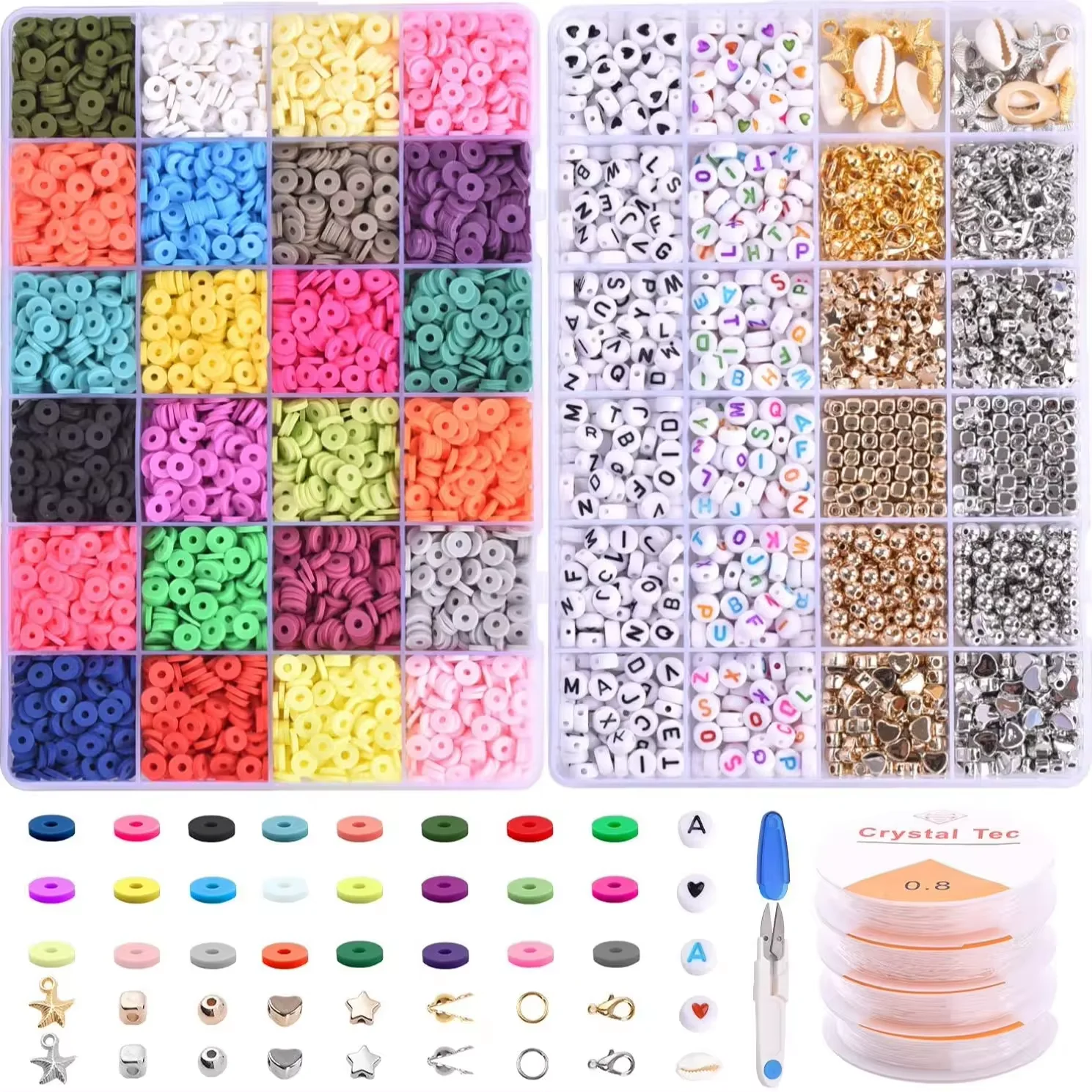 Polymer Clay Flat Round Polymer Kit Clay Beads For Jewelry Making Bracelets Necklace  DIY Set Pendant Beads Contains Tools