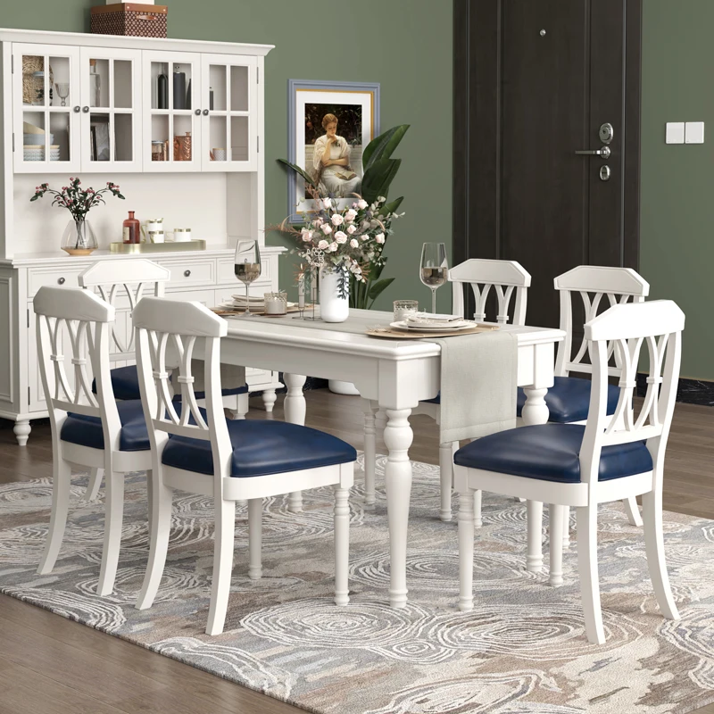 

American-Style Solid Wood Dining Table Household Small Apartment Dining Tables and Chairs Set