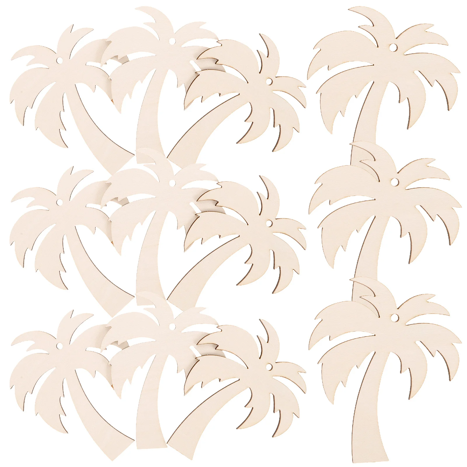 

20pcs Coconut Palm Tree Hanging Decorations Unfinished Wood Cutouts Diy Craft Wooden Slices For Kids Painting Holiday Gift Tags