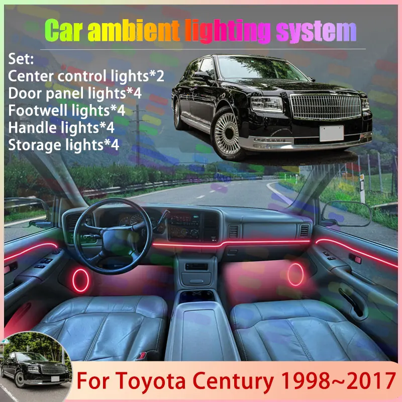 

Для Toyota Century G60 MK3 2019 ~ 2026 2020 2021 2/18 в 1 автомобильный атмосферный светильник RGB абажур ансамбль стример атмосферный набор