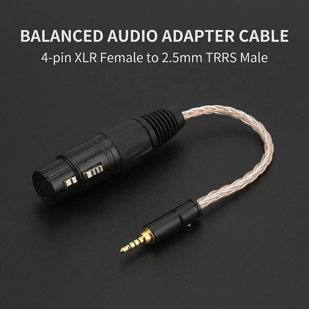 

Аудиоадаптер 2,5 мм TRRS (балансный штекер) на 4-контактный XLR (балансный гнездовой разъем) для наушников, совместимый с Astell&Kern AK240, AK320, AK380, Onkyo DP-X1