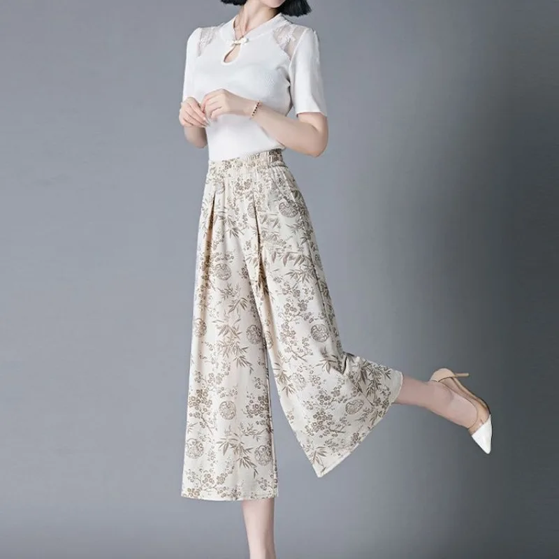 Pantalons pour femmes de Style chinois Chic et élégant, nouveaux dans toutes les tendances de vêtements originaux moyens, pantalons élastiques G fluides des années 2025, 2025