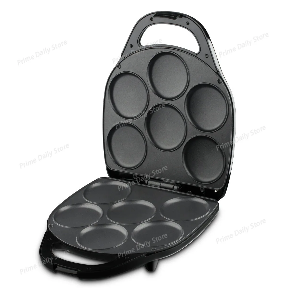 1400W Multifunctional Breakfast Griddle, for Arepas, Pancake, Fried Egg and Tortilla Making 6‑Hole Household Sandwich Maker