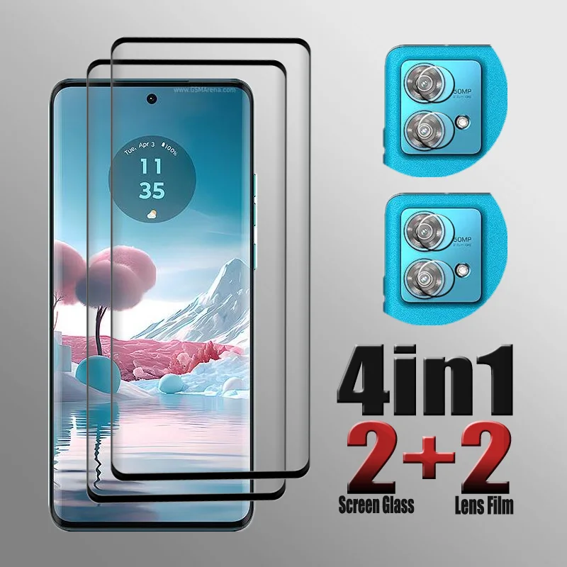 9D Protetor Film For Motorola Edge 40 Neo Tempered Glass Anti-Scratch Edge 40 Neo Soft Back Camera film 2 Sets