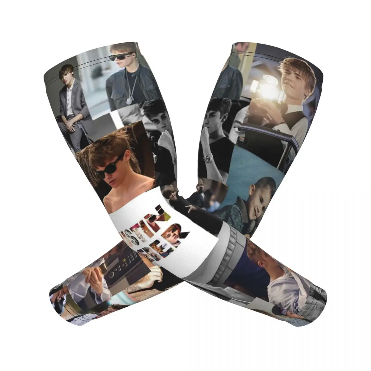 저스틴 비버 콜라주 팔 슬리브 남녀공용 자외선 차단 타투 커버업 스포츠 쿨링 사이클링