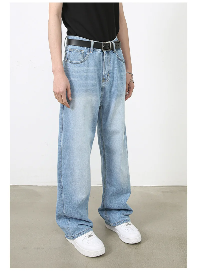 2025 New Street Fashion Retro Color Wide-leg Pants Straight Loose Straight Washed White Jeans for Men and Women