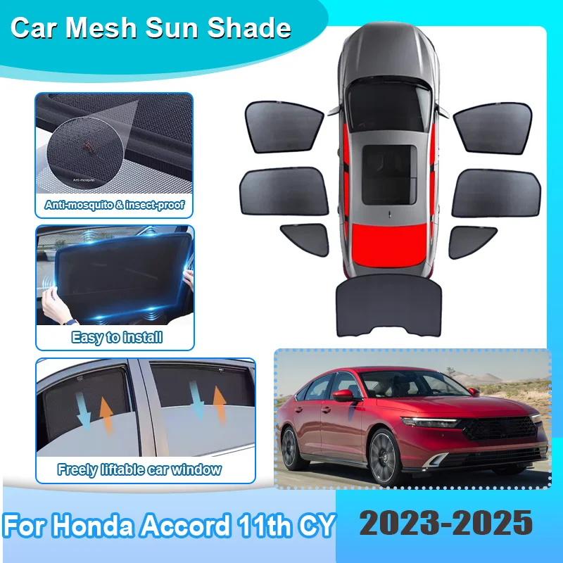 

Car Window Sunshade For Honda Accord 11th CY 2023 2024 2025 Visor Mesh Heat Insulation Windshield Frame Curtain Car Accessories