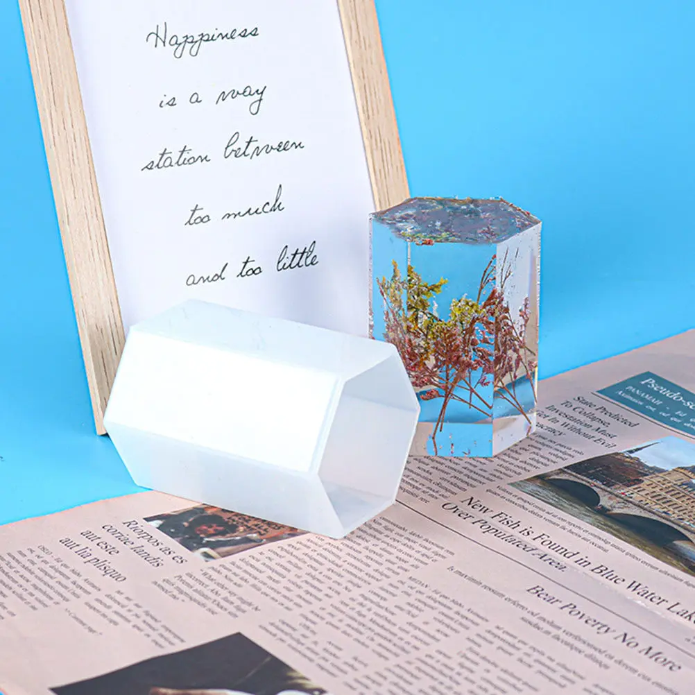 

4Pcs Hexagonal Prism Silicone Mold Easy Demold DIY Scented Making Mold for Decorative Candles Soap Crafting