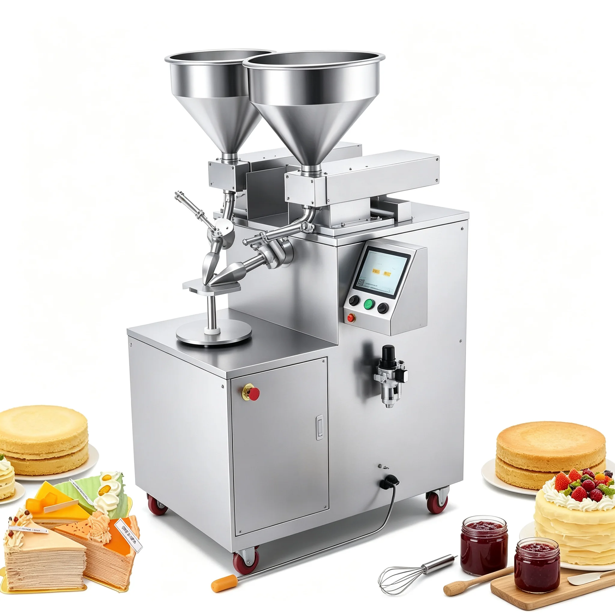 Cake Cream Decorating Machine Adjustable Cream Output Coating Equipment For Bakery Mass Cake Production Customized