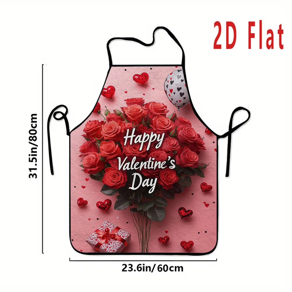 

1pc 2D Flat Heart Print Apron, 60x80cm, Kitchen/Restaurant Apron, BBQ Apron, Durable and Easy to Clean