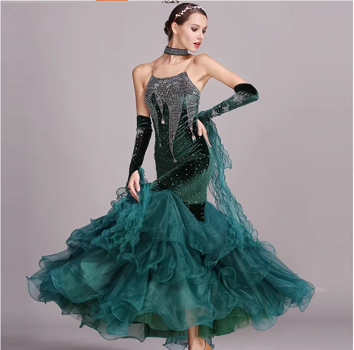 Women's Modern Dance Skirt Dance Hall Competition, High Quality Professional Waltz Dress