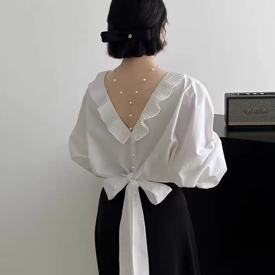 

Ele Large Size Women's irt with Belt Spring Batwing Sve Hemmed Design Charming Ba Design Korean Sle Loose Fit