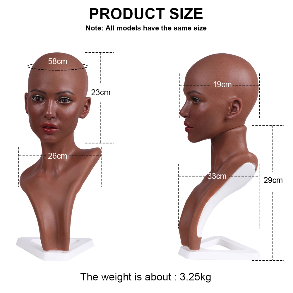 Dokier Realistic Silicone Material Female Head Model Lifelike Silicone Female Mannequin Head for Wig Hat Jewelry Display