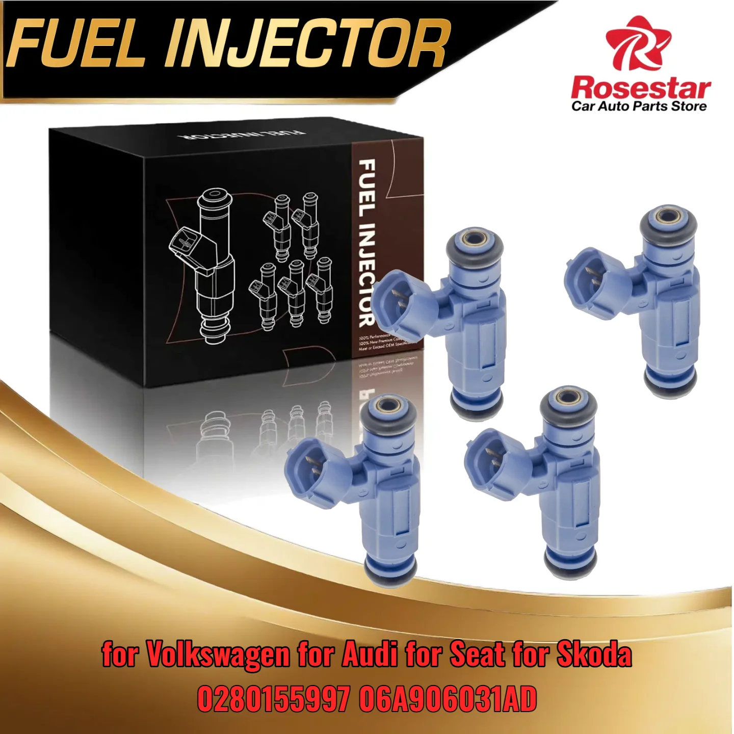 

Set of 4 Injectors for Volkswagen for Audi for Seat for Skoda Compatible with 0280155997 06A906031AD