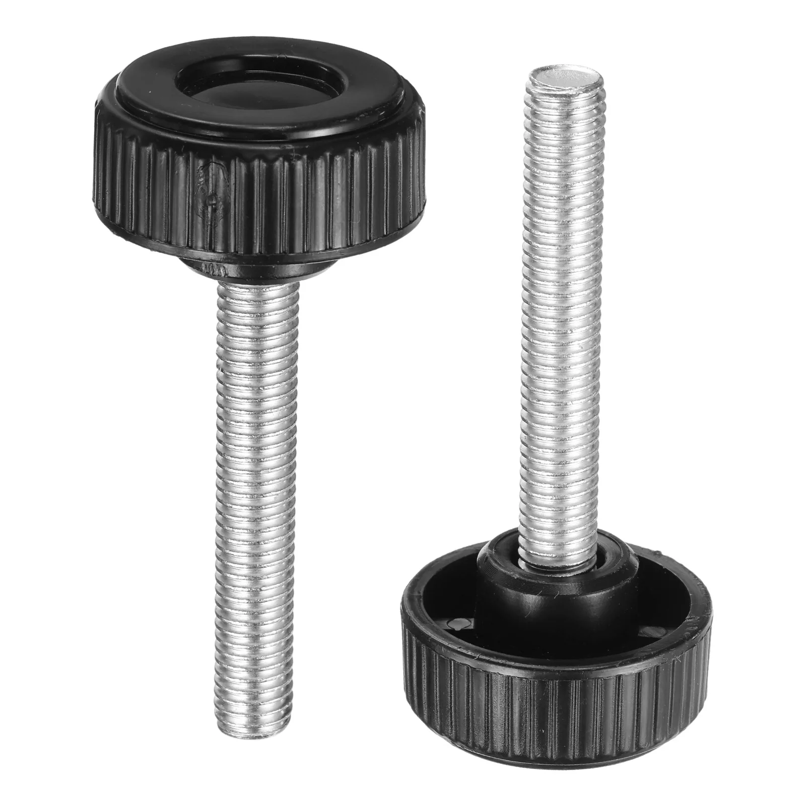2/4Pc Knurled Clamping Knobs Thumb Screws Metric Male Thread Plastic Round Head Carbon Steel Stud Threaded Knob Thumbscrew Black