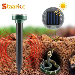Solar Ultrasonic Mole Repellent Electronic Snake Insect Repeller High Power Vibration Built Battery Sun Charging Mouse Zapper
