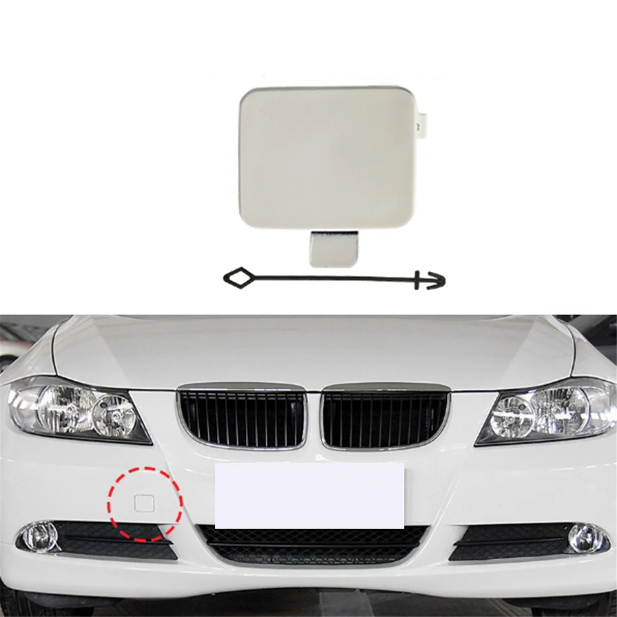 Car Front Bumper Tow Hook Eye Cover Cap Painted 51117167575 for 3 Series E90 2005-2008 Car Accessories White