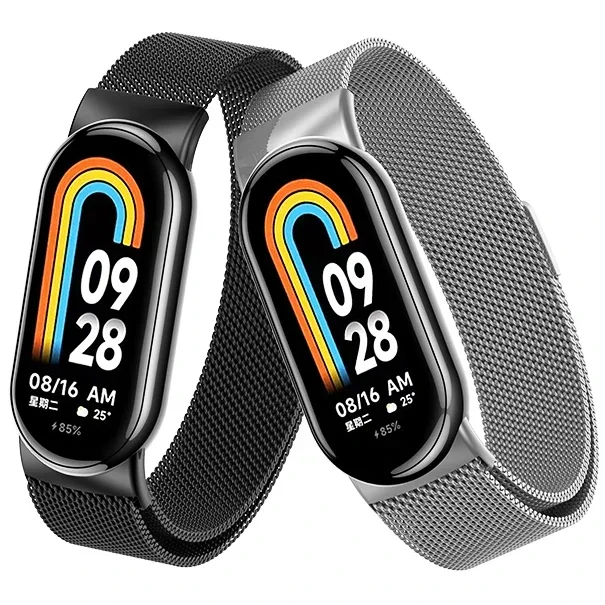 Xiaomi Mi Band 9/8 NFC対応 ミラネーゼループストラップ メタルマグネット式ブレスレット ベルト リストバンド アクセサリー