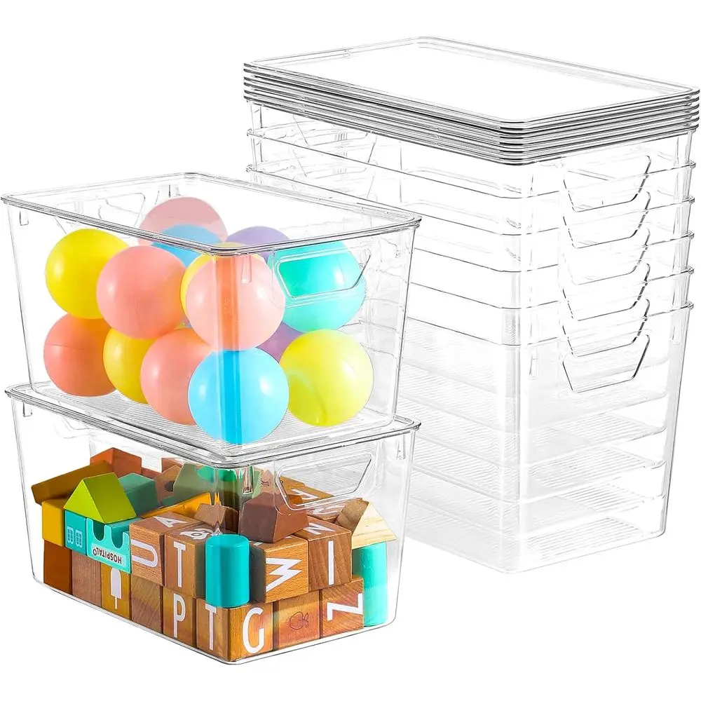 

6 Pack Clear Storage Bins with Lids, 7 Quart Stackable Storage Boxes for Storage and Organization, Plastic Storage Containers wi