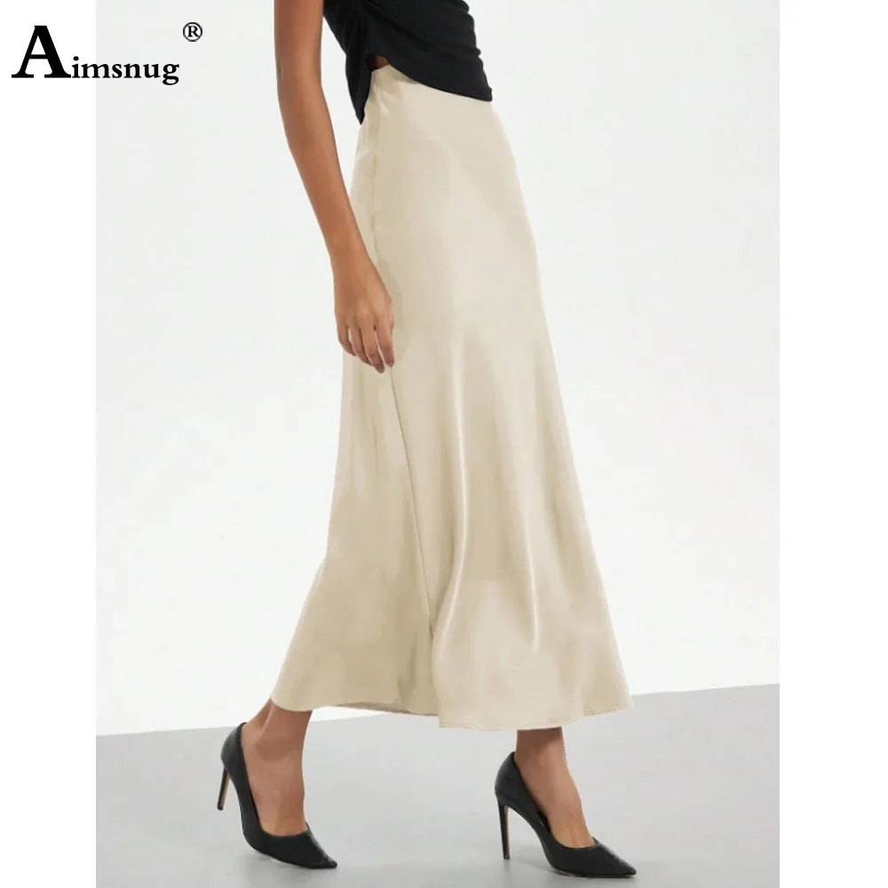 2025, europäischen Luxus Imitation Seide Rock Kleider Frauen Elegante Formale Party Lange Röcke Weibliche High Cut Rock Maxi Böden Neue