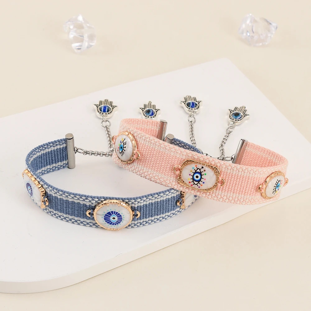 

NEW Evil Eyes Woven Charm Bracelets Handmade Jewelry Armstacking Accessory