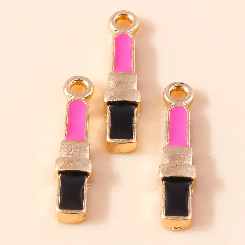 Leslie 10 Stück Mädchen süße Nagellack Lippen rote Lippenstifte Charms für Frauen Ohrringe Armband Halskette Schlüsselanhänger Schmuck Makiing DIY – Detail 7