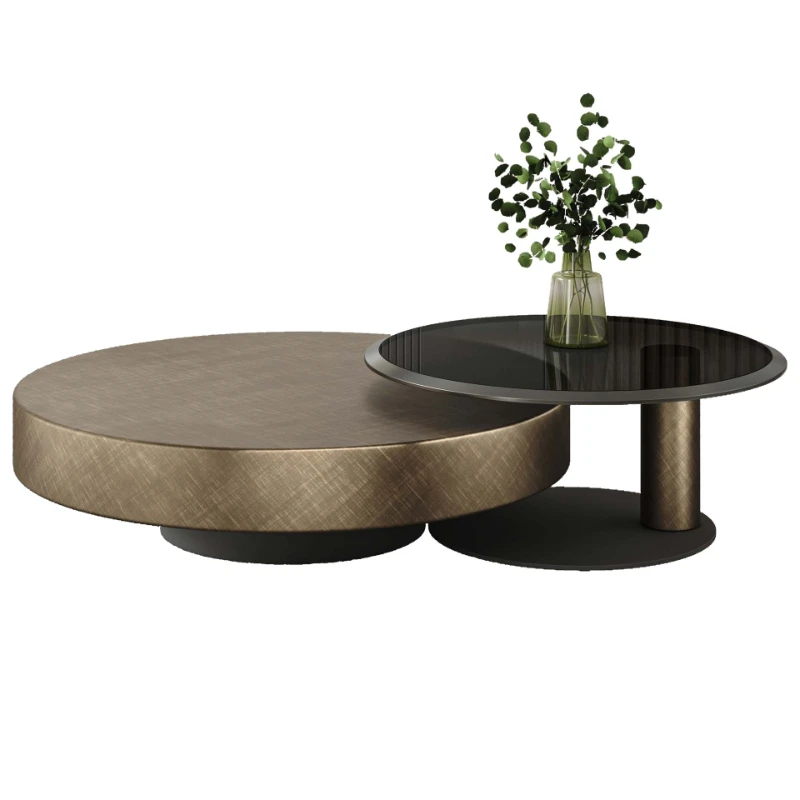

Italian light luxury minimalist modern designer small apartment round stainless steel coffee table
