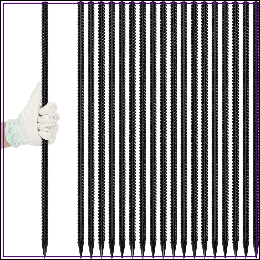

24 Inches Straight Rebar Stakes 18-Pack Heavy Duty Metal Steel Spikes for Gardening, Concrete Forming, Camping Tent