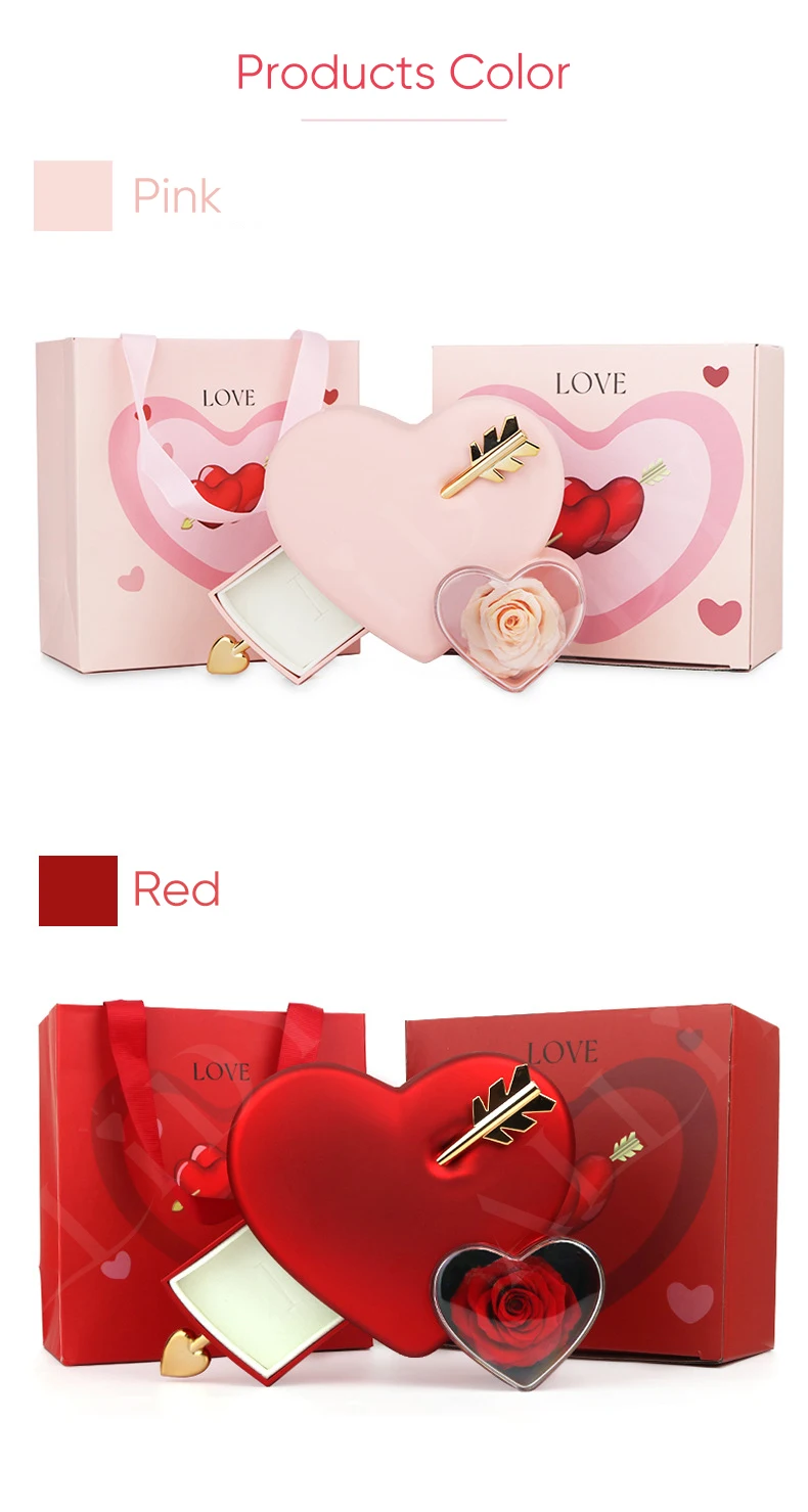 Bestseller Grenzüberschreitende Kreative Herzförmige Schmuckaufbewahrungsbox zum Valentinstag mit Einzigartigem Verpackungsdesign für Rosen – Detail 10