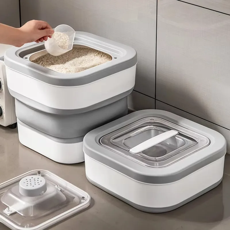 Manufacturer Wholesale Foldable Portable Plastic Solid Kitchen Dog Pet Food Storage Container
