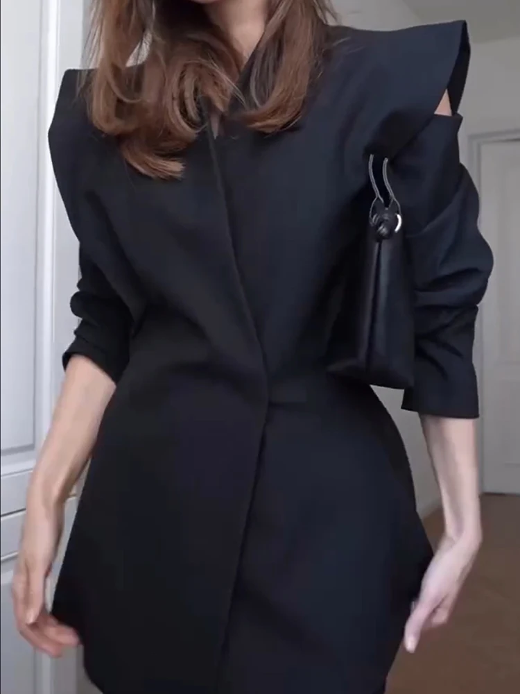 

French Style Solid Color Slim Suits Coat Autumn New Stand Collar Casual Women's Outerwear Elegant Detachable Long Sleeves Jacket