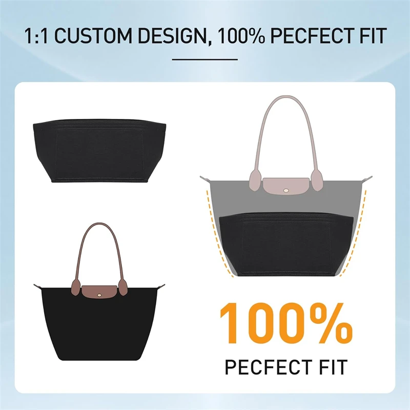 Grand organisateur de sac fourre-tout, doublure en feutre multi-compartiments pour le maquillage et l'organisation des essentiels de voyage