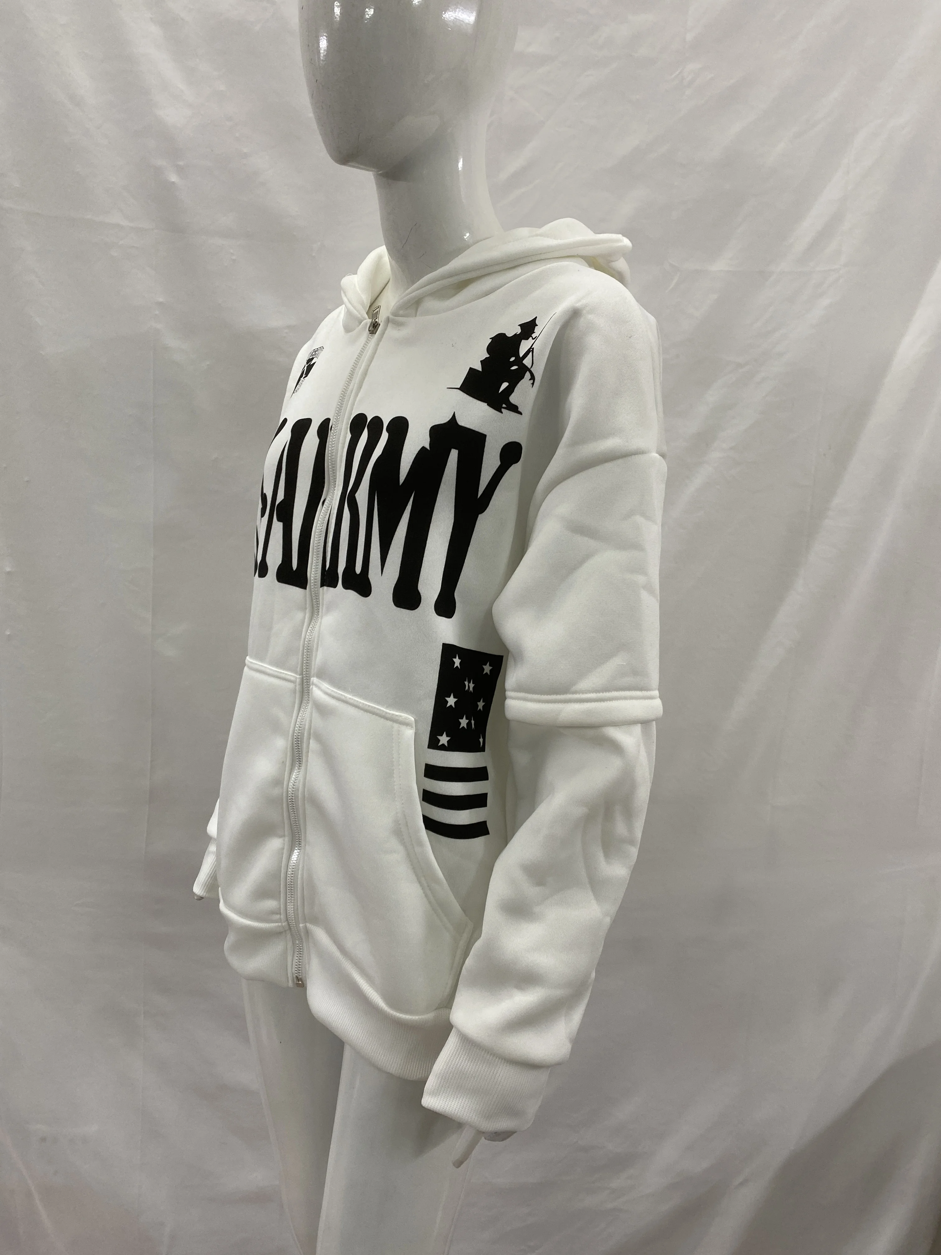 

2026 New Y2K Grunge Neutral Zipper Hoodie Flag Letter Printed Punk Casual Street Hoodie Sportswear