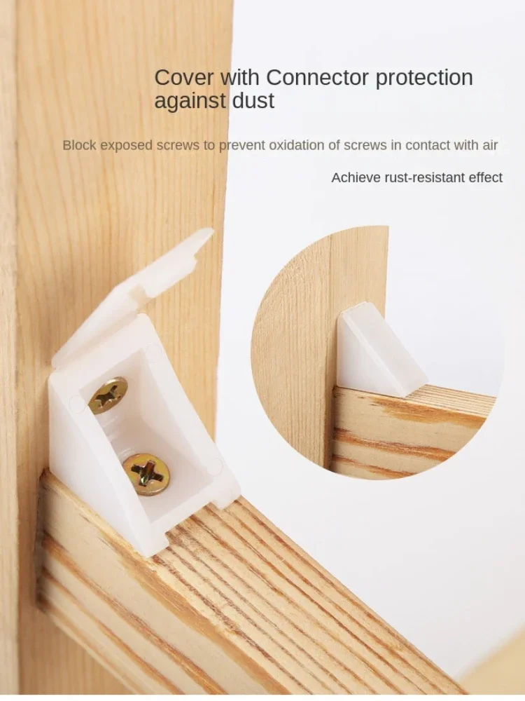 50pcs Partition corner code with cover support furniture straight corner code cabinet connector with iron small hanging code