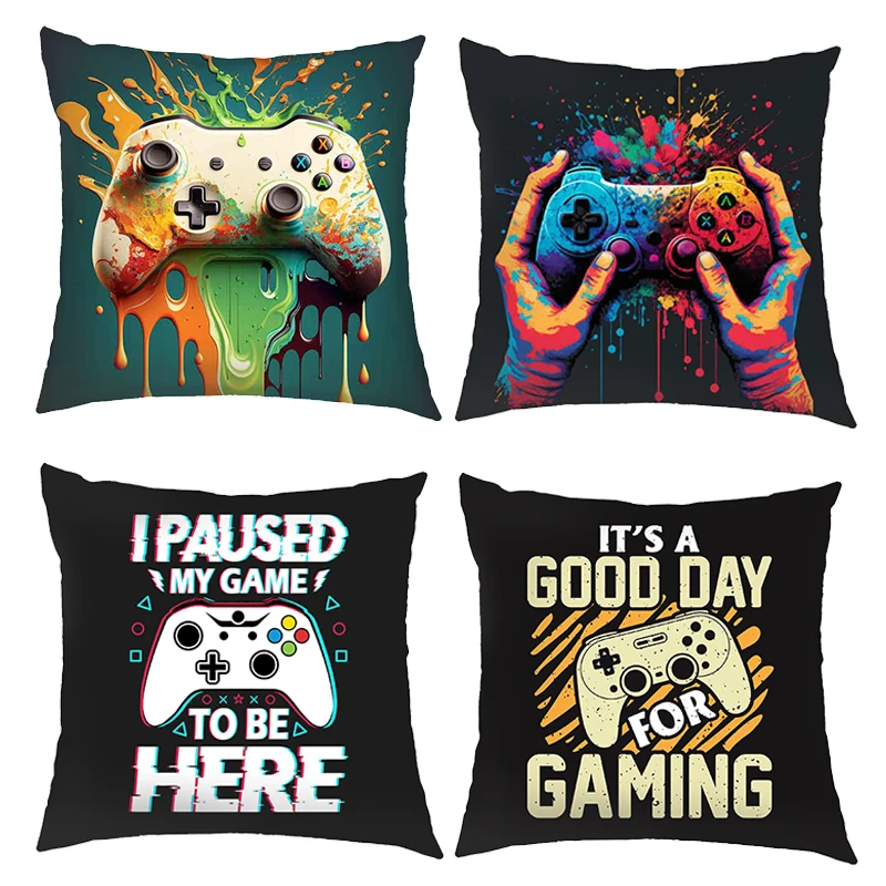 Funny Gamepad Gamer Cushion Covers Video Game Fan Pillowcase Sofa Bedroom Office Pillowcases Home Party Car Bedding Gift