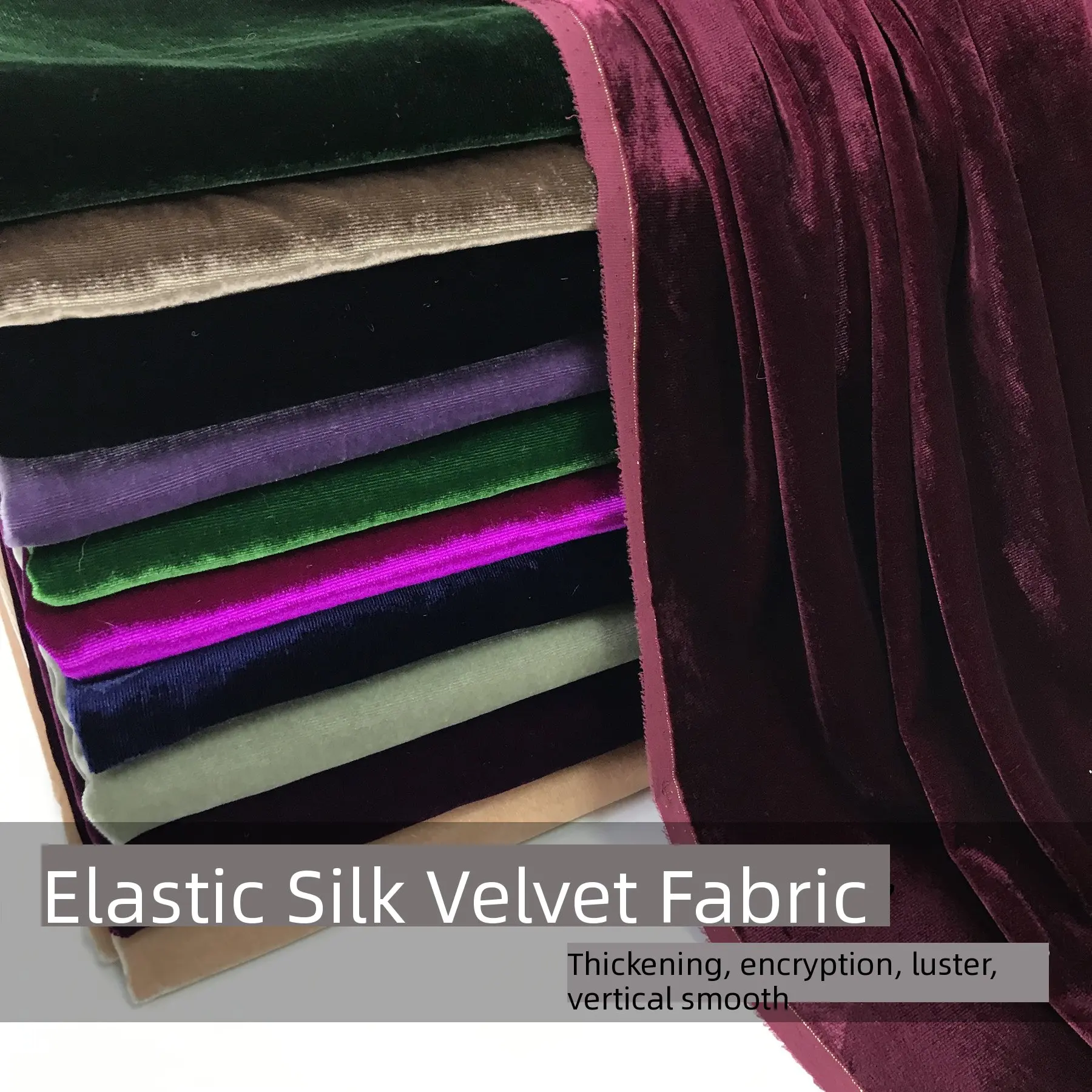 

By Meter 27 Solid Color High-grade Elastic Mulberry Silk Velvet Fabric Width 108cm