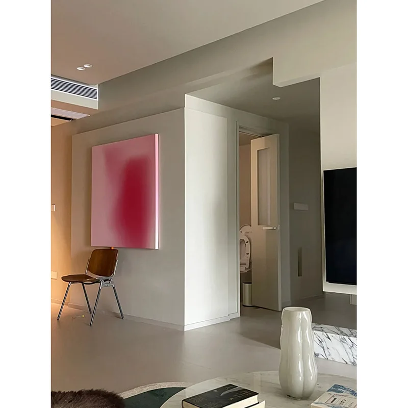 Pink tone gradual change smudge bedroom hotel canvas Nordic style art living room sofa background wall decorative painting