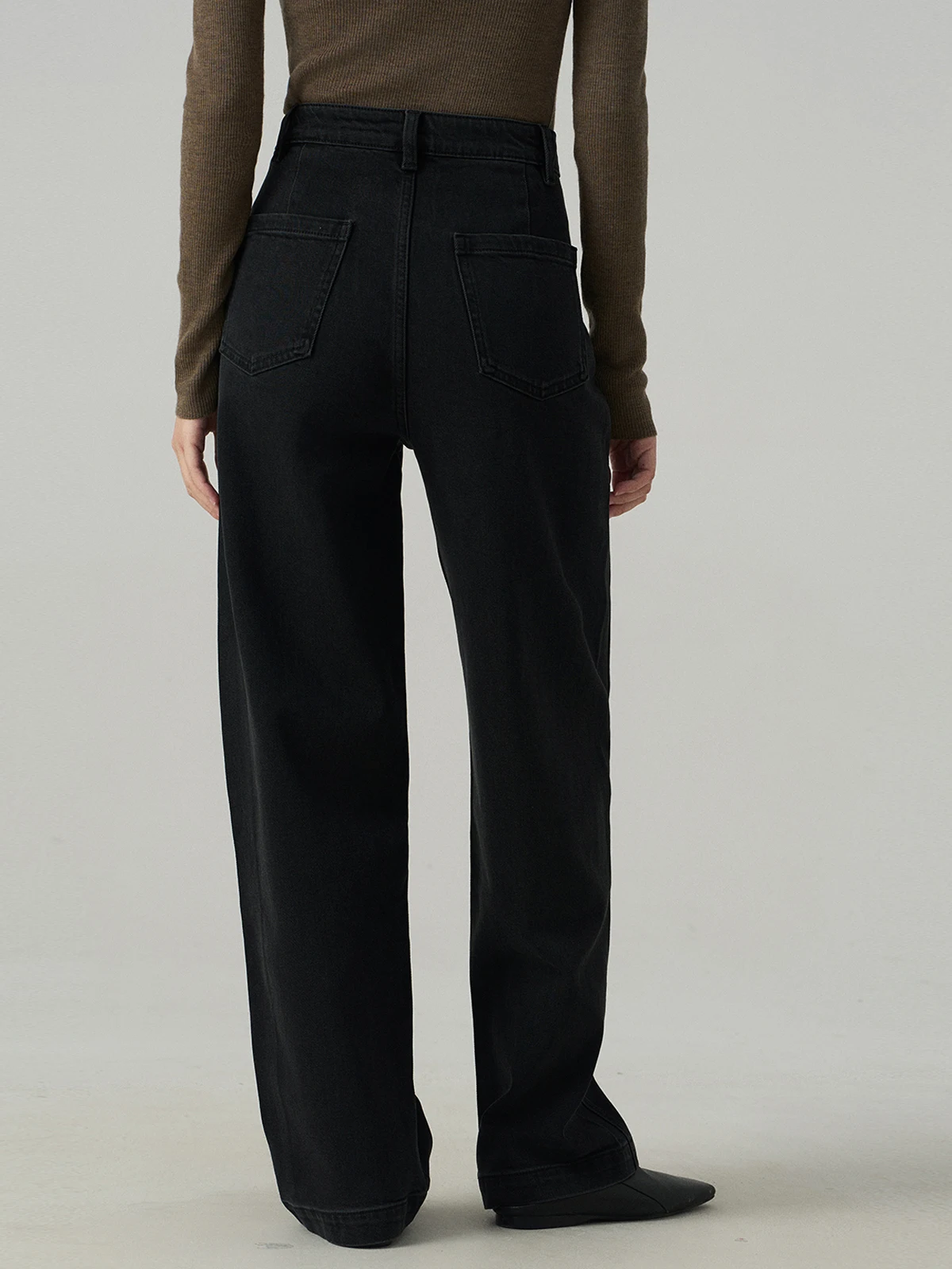 

Женские джинсы с высокой талией и широкими штанинами из черного денима, свободного кроя, осенне-зимние, длинные брюки для повседневной носки с функцией сохранения формы