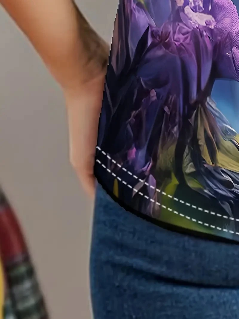 Ladies PLUS Size 3D Wolf Pattern Printed T-shirt, Loose and Casual, Soft,comfortable and Breathable, Suitable for Outdoor Sports