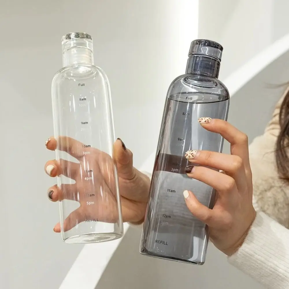 Portable Plastic Water Bottle 500/750ml Leakproof Water Mug High Temperature Resistent Lightweight Time Scale Drinking Cup