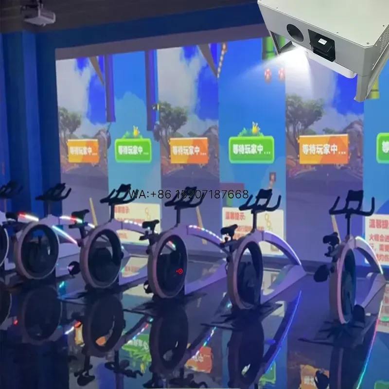 Wmwmnu Interactive Sport Wall Projection Fitness Bike Cycling Game System Virtual Riding Bike for Indoor Gyms Entertainment