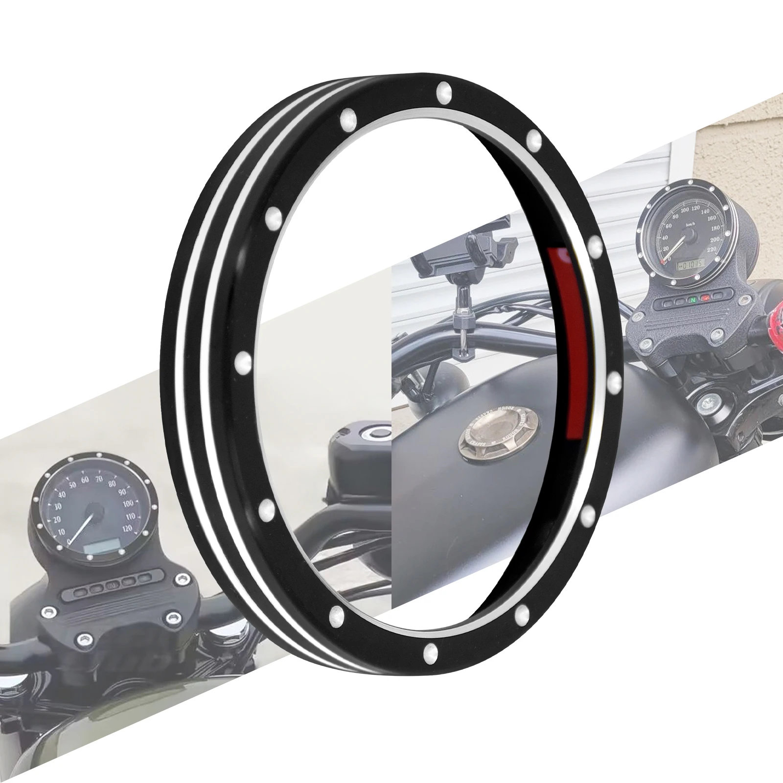 Motorcycle Speedometer Trim Bezel Burst Billet Cover Black For Harley Sportster XL 883 1200 Dyna Street Bob Touring Trike