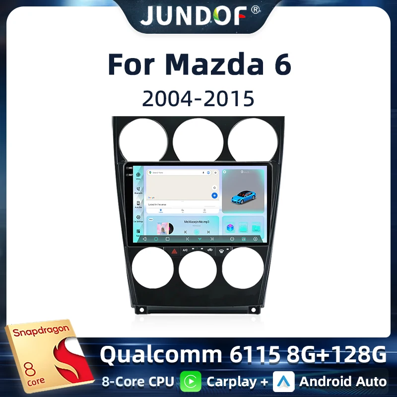 

Jundof Qualcomm Radio For Mazda 6 2004-2015 4G Car Multimedia Video Player GPS 2din Autoradio Wireless CarPlay Android Auto DSP