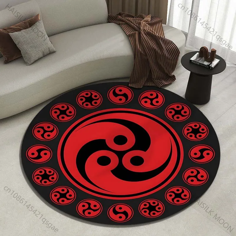 Mehrere Größen, rot-schwarzer Taiji-Muster-Druck, runder Teppich, Wohnzimmer, Schlafzimmer, Tisch, Stuhl, Sofa, dekorativer Teppich