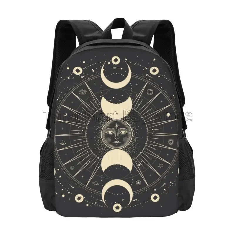 Moon Mystic Sun Astrology Tarot Goth Travel Backpack Boys Girls School Book Bag Lightweight Water Resistant Daypack for Picnic