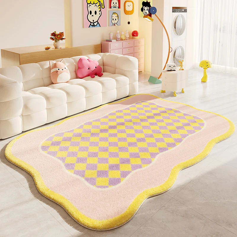 Irregular Shapes Living Room Decoration Carpet Thick Plush Bedside Floor Mat Modern Style Rugs for Bedroom Fluffy Soft Study Rug