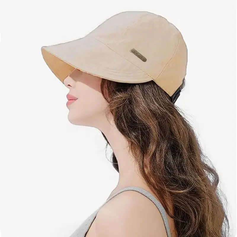 Damen Faltbarer Sonnenhut Sommer Outdoor Strand Fischerhut Sonnenschutz UV-Schutz Kappe Verstellbare Baumwolle Breite Krempe Bucket Caps – Detail 5