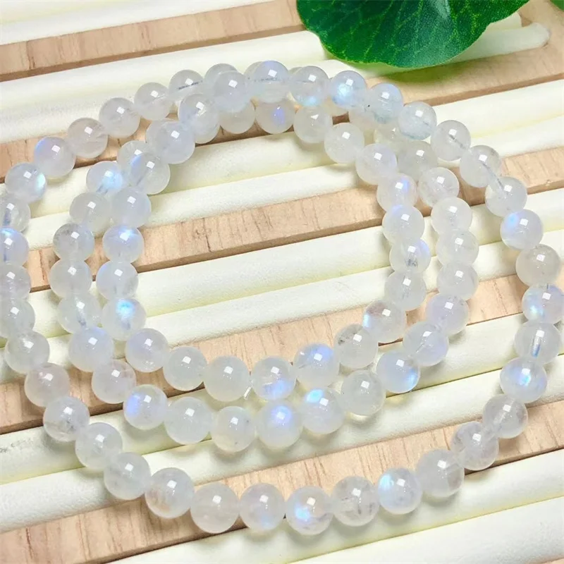 Natural Blue Moon Stone Bracelet Women Healing Gemstone Crystal Strand Bangles Lovers Jewelry Gift 1PCS 6MM