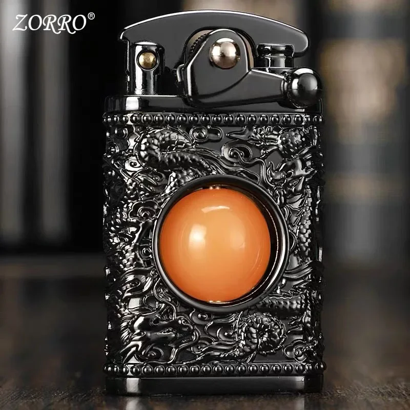 New Zorro Retro Kerosene Windproof Personality Creative Rocker Lighter Cigarette Tool Collection Men\'s Gift Outdoor Ignition